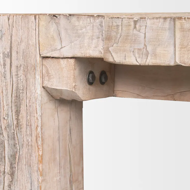 55" Natural and Off White Reclaimed Wood Distressed Coffee Table