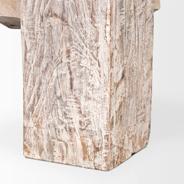 55" Natural and Off White Reclaimed Wood Distressed Coffee Table