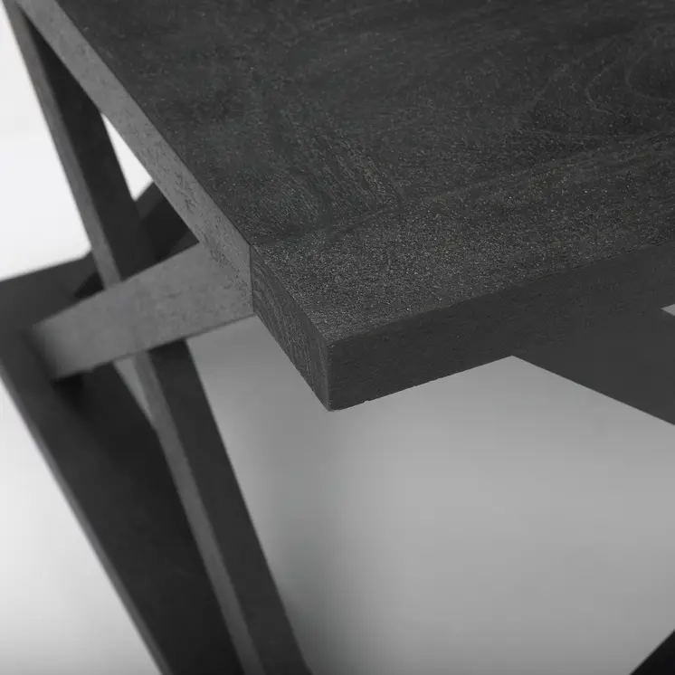 48" Black Solid Wood Geo Frame Coffee Table