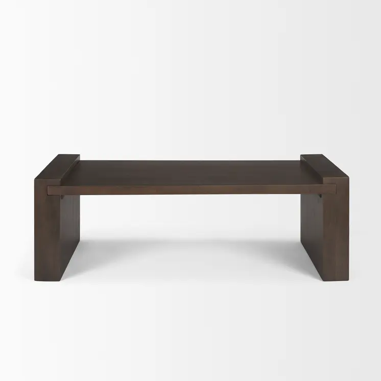 48" Dark Brown Solid Wood Sled Coffee Table