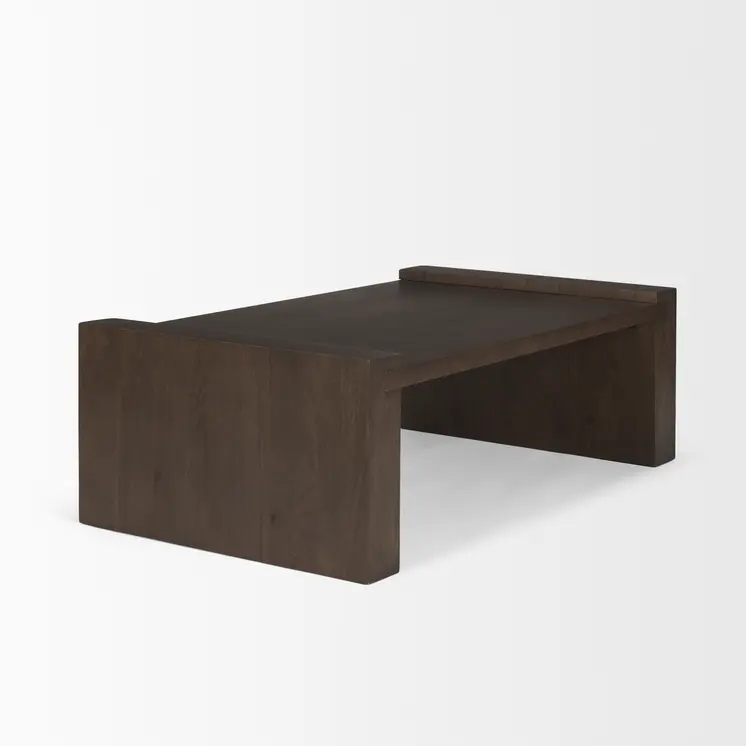 48" Dark Brown Solid Wood Sled Coffee Table