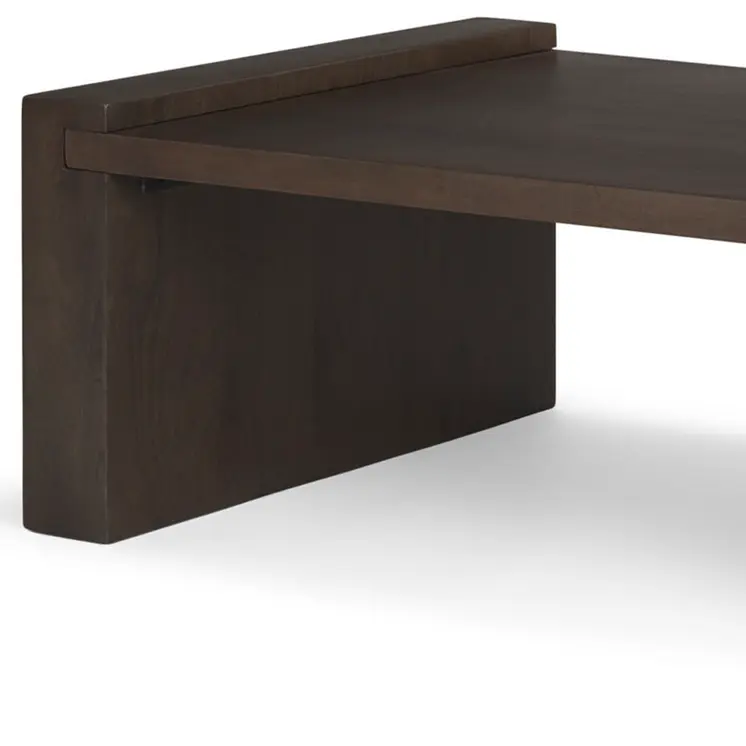 48" Dark Brown Solid Wood Sled Coffee Table
