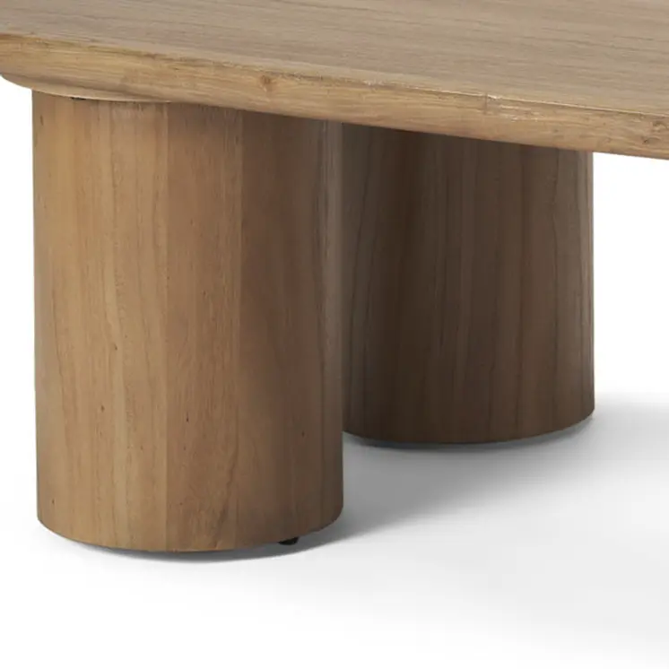 55" Natural Solid Wood Oval Coffee Table