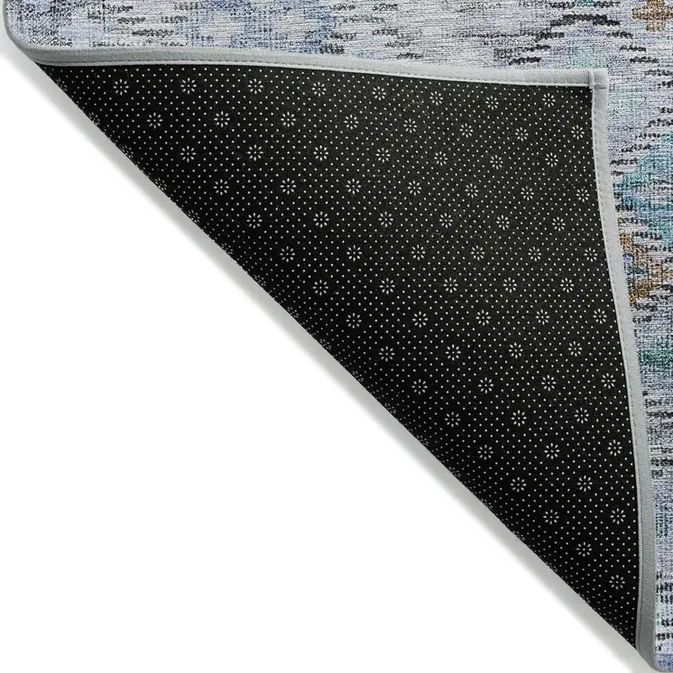 8' X 10' Blue Purple And Gray Geometric Washable Indoor Outdoor Area Rug