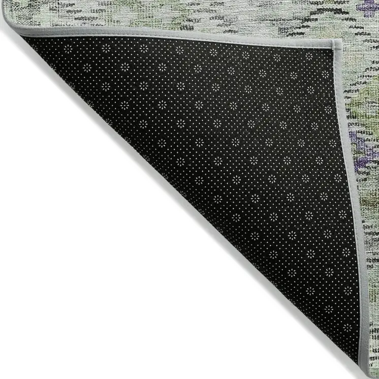 5' X 8' Green And Purple Geometric Washable Indoor Outdoor Area Rug