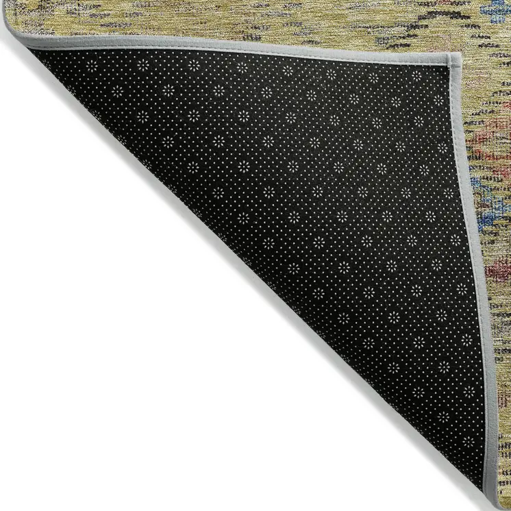 8' X 10' Gold Pink And Blue Geometric Washable Indoor Outdoor Area Rug