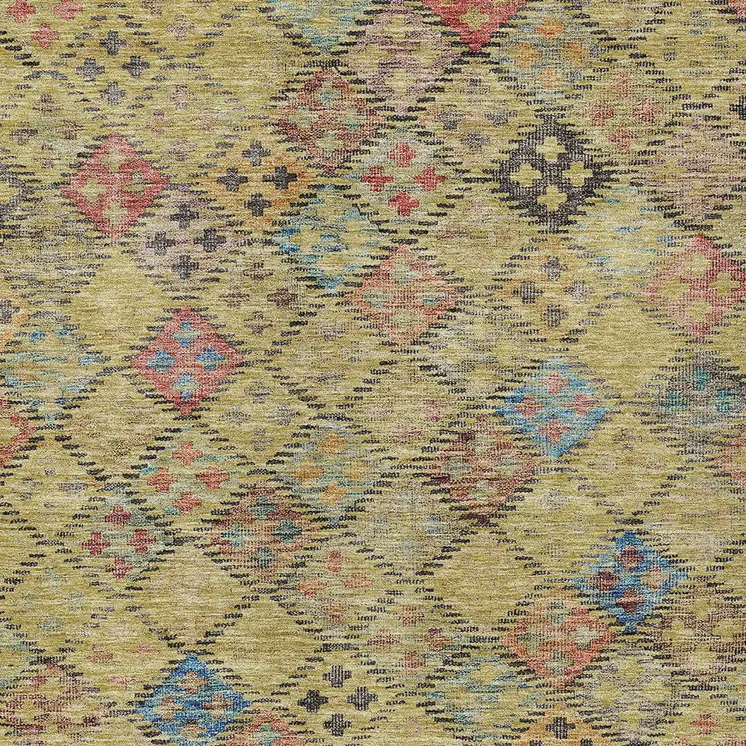 8' X 10' Gold Pink And Blue Geometric Washable Indoor Outdoor Area Rug