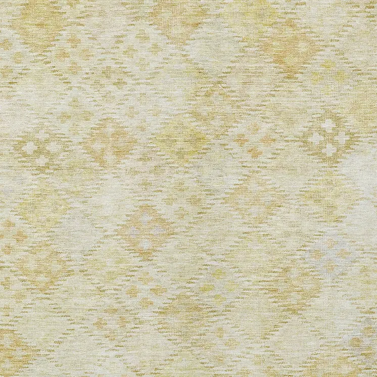 10' X 14' Linen And Gold Geometric Washable Indoor Outdoor Area Rug