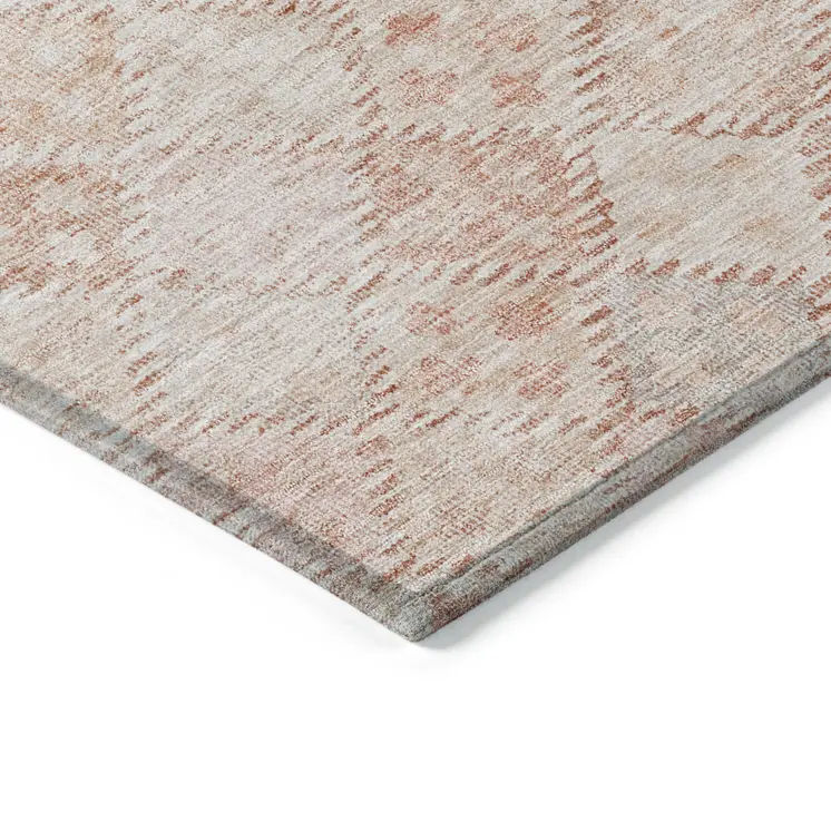 8' X 10' Pink And Blush Geometric Washable Indoor Outdoor Area Rug