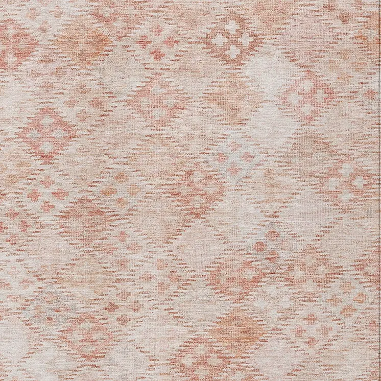 9' X 12' Pink And Blush Geometric Washable Indoor Outdoor Area Rug