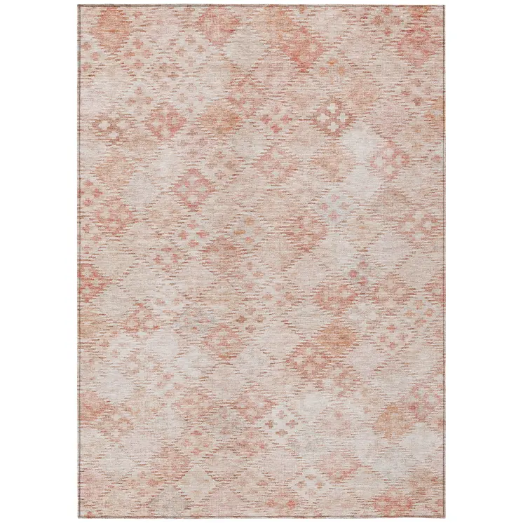 10' X 14' Pink And Blush Geometric Washable Indoor Outdoor Area Rug