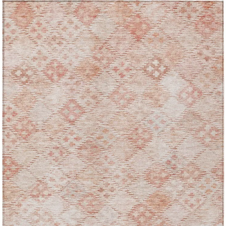 10' X 14' Pink And Blush Geometric Washable Indoor Outdoor Area Rug