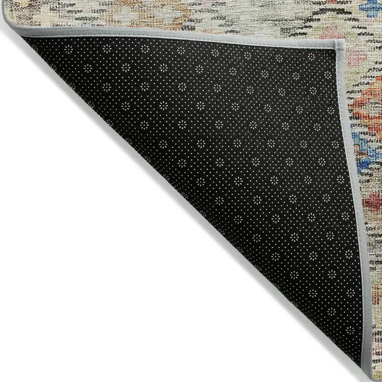 10' X 14' Terra Cotta Beige And Teal Blue Geometric Washable Indoor Outdoor Area Rug