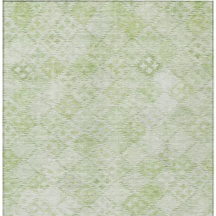 3' X 5' Sage And Ivory Geometric Washable Indoor Outdoor Area Rug