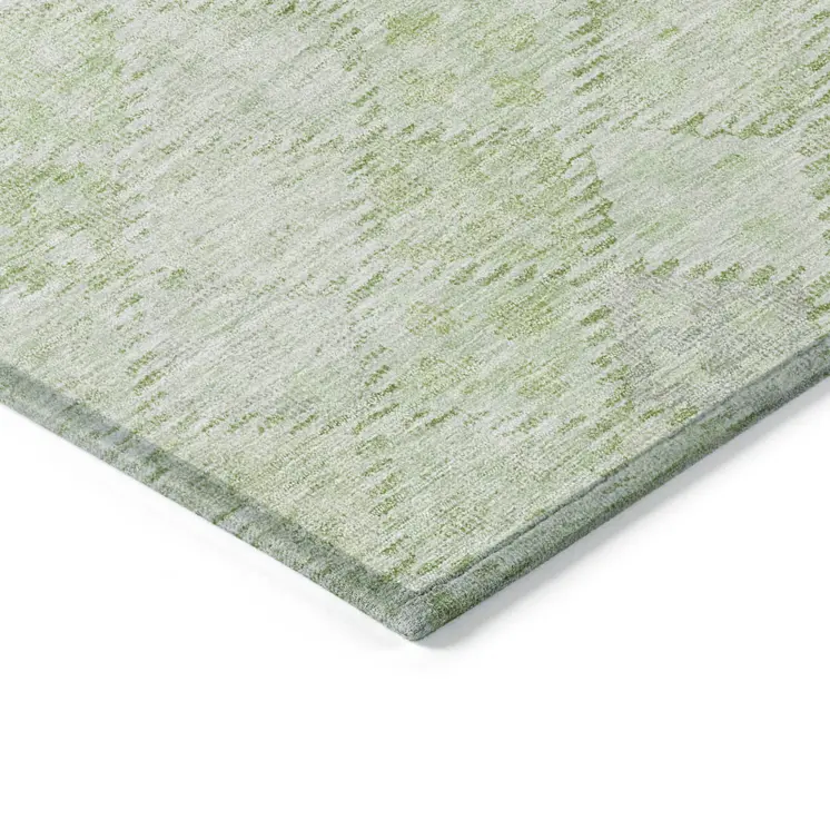3' X 5' Sage And Ivory Geometric Washable Indoor Outdoor Area Rug
