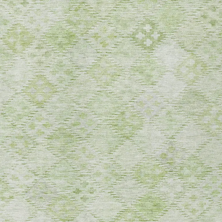 3' X 5' Sage And Ivory Geometric Washable Indoor Outdoor Area Rug