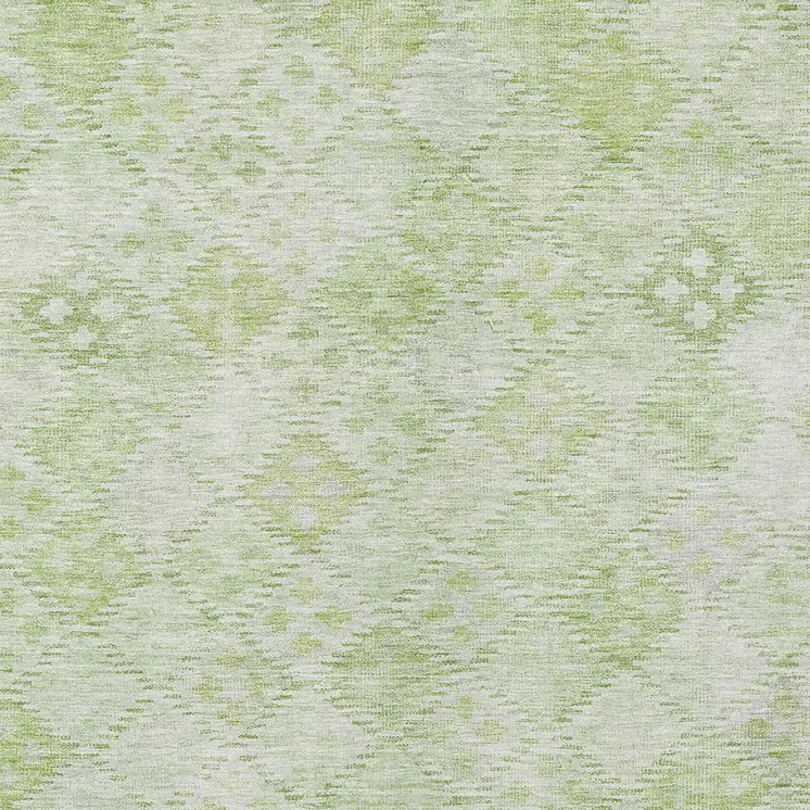 5' X 8' Sage And Ivory Geometric Washable Indoor Outdoor Area Rug