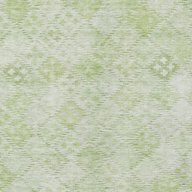 8' X 10' Sage And Ivory Geometric Washable Indoor Outdoor Area Rug