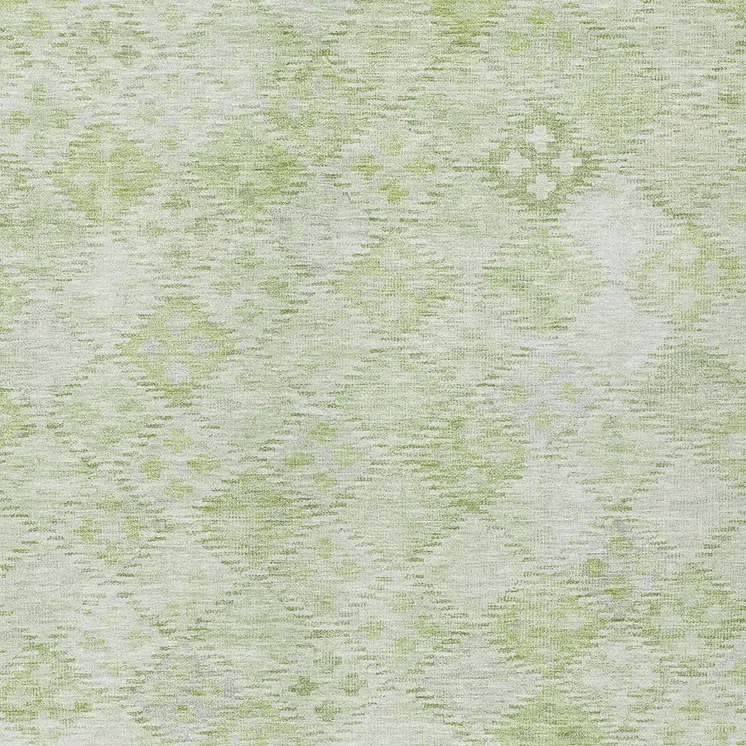 10' X 14' Sage And Ivory Geometric Washable Indoor Outdoor Area Rug