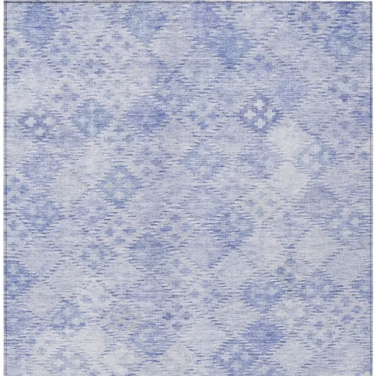 3' X 5' Sky Blue And Ivory Geometric Washable Indoor Outdoor Area Rug