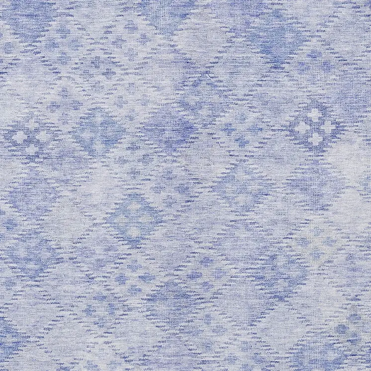 3' X 5' Sky Blue And Ivory Geometric Washable Indoor Outdoor Area Rug