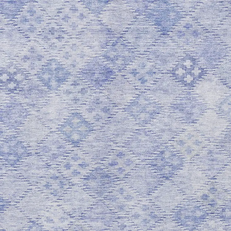 5' X 8' Sky Blue And Ivory Geometric Washable Indoor Outdoor Area Rug