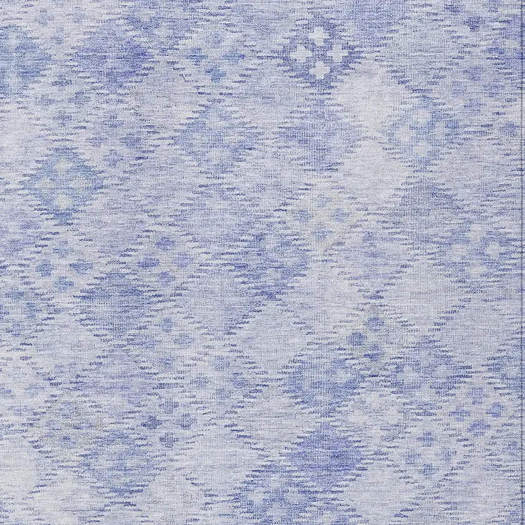 8' X 10' Sky Blue And Ivory Geometric Washable Indoor Outdoor Area Rug