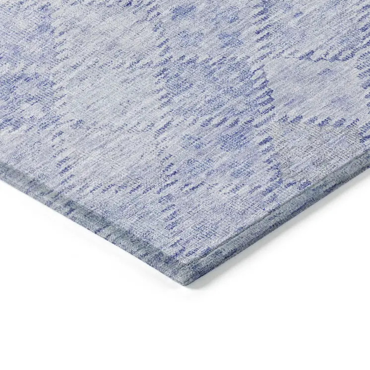 9' X 12' Sky Blue And Ivory Geometric Washable Indoor Outdoor Area Rug