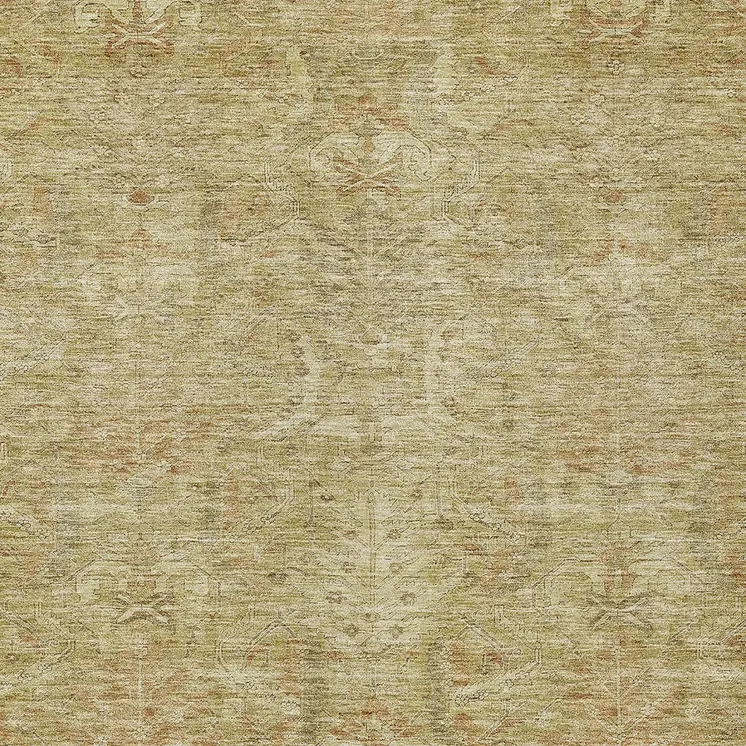 3' X 5' Wheat And Light Brown Damask Washable Indoor Outdoor Area Rug