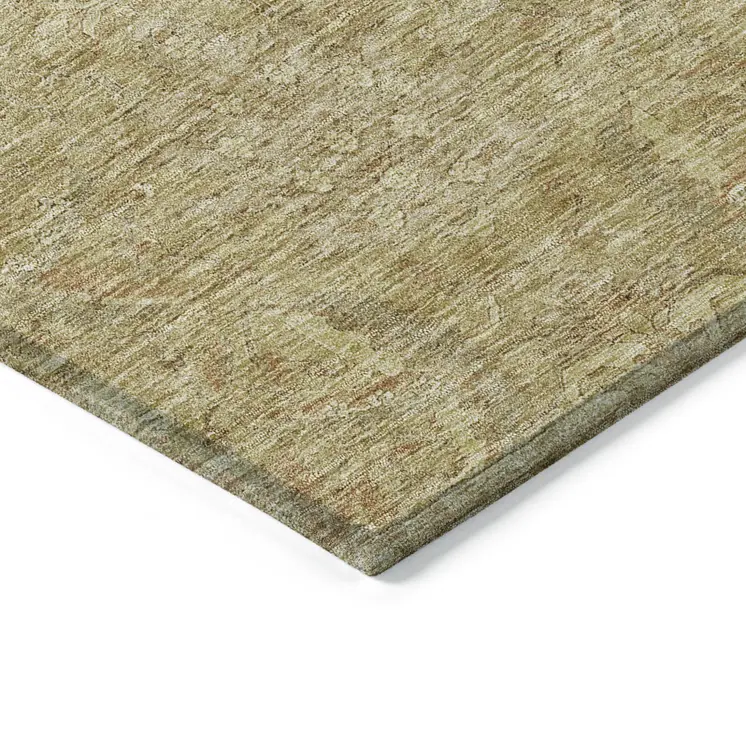 10' X 14' Wheat And Light Brown Damask Washable Indoor Outdoor Area Rug