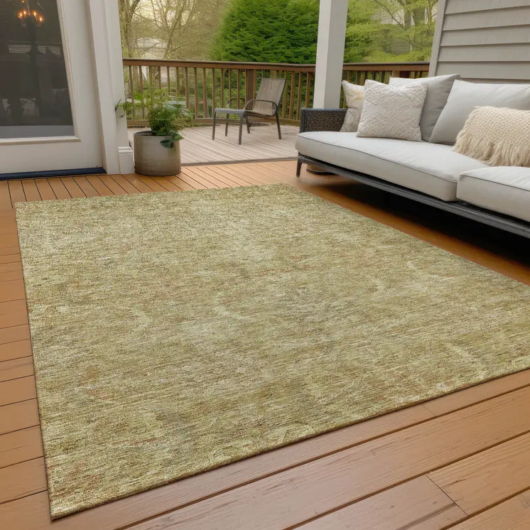 10' X 14' Wheat And Light Brown Damask Washable Indoor Outdoor Area Rug