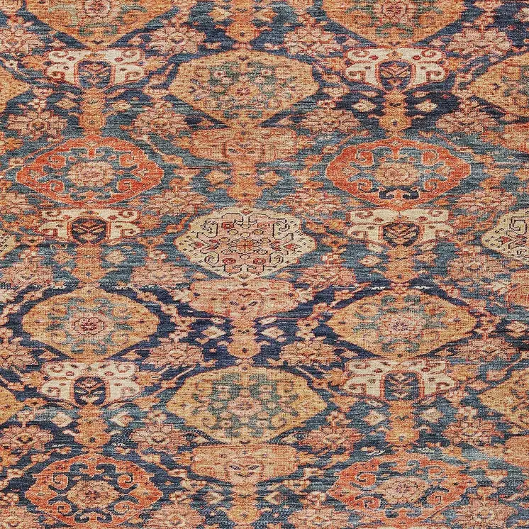 8' X 10' Terra Cotta And Charcoal Damask Washable Indoor Outdoor Area Rug