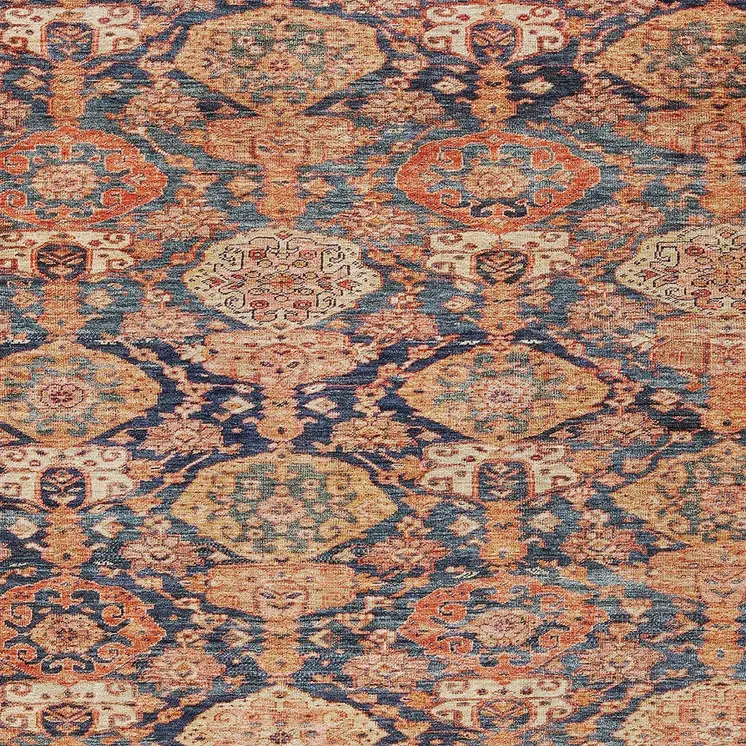 9' X 12' Terra Cotta And Charcoal Damask Washable Indoor Outdoor Area Rug