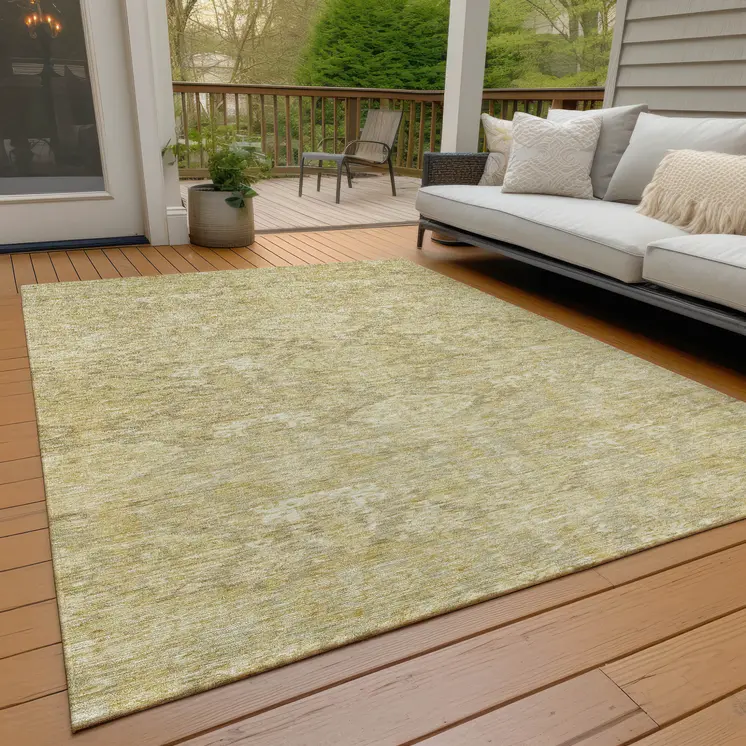 5' X 8' Wheat And Beige Damask Washable Indoor Outdoor Area Rug