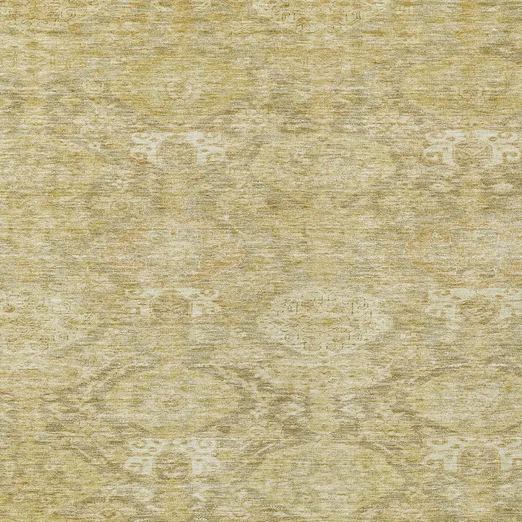8' X 10' Wheat And Beige Damask Washable Indoor Outdoor Area Rug