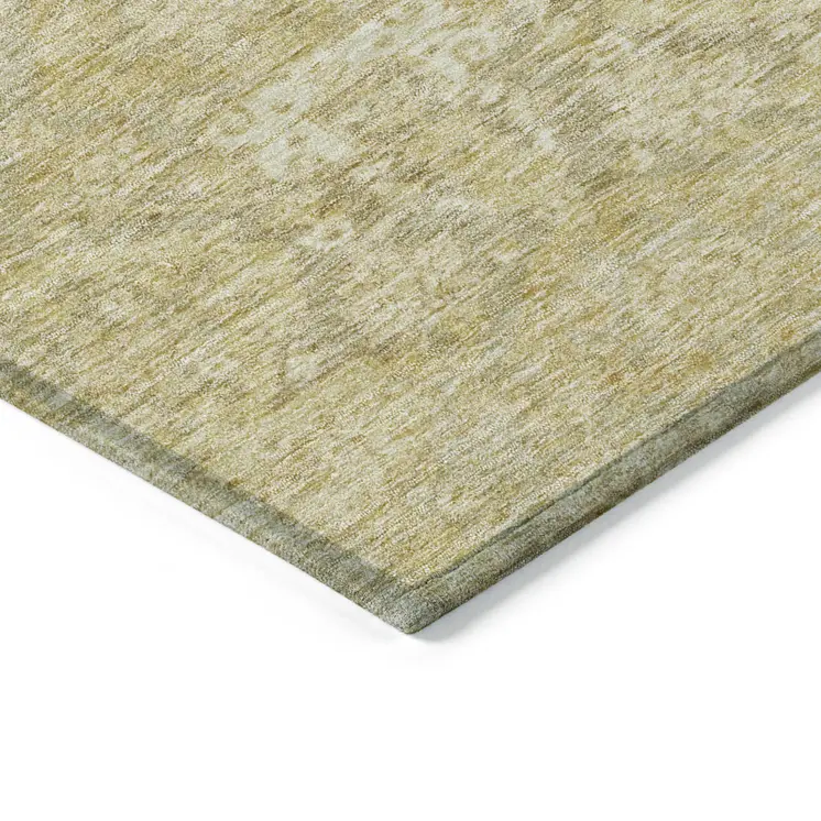10' X 14' Wheat And Beige Damask Washable Indoor Outdoor Area Rug