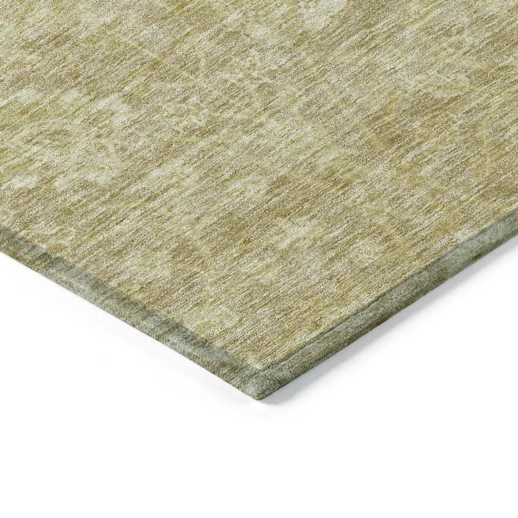 9' X 12' Tan And Beige Floral Washable Indoor Outdoor Area Rug