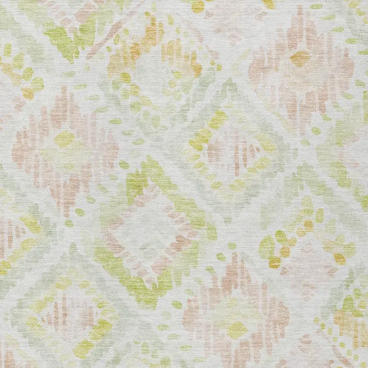 8' X 10' Pink Green And Beige Geometric Washable Indoor Outdoor Area Rug