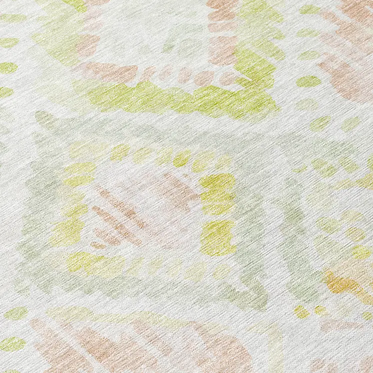 9' X 12' Pink Green And Beige Geometric Washable Indoor Outdoor Area Rug