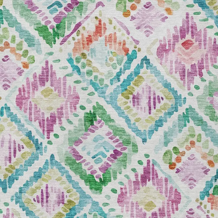 10' X 14' Teal Blue Green And Purple Geometric Washable Indoor Outdoor Area Rug
