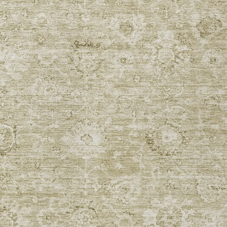 5' X 8' Beige And Brown Damask Washable Indoor Outdoor Area Rug