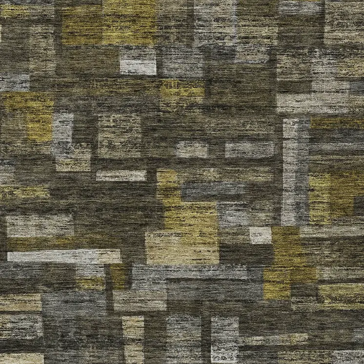 5' X 8' Charcoal Gray And Green Striped Washable Indoor Outdoor Area Rug