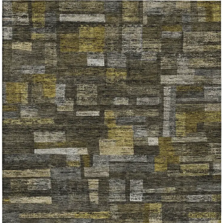 8' X 10' Charcoal Gray And Green Striped Washable Indoor Outdoor Area Rug