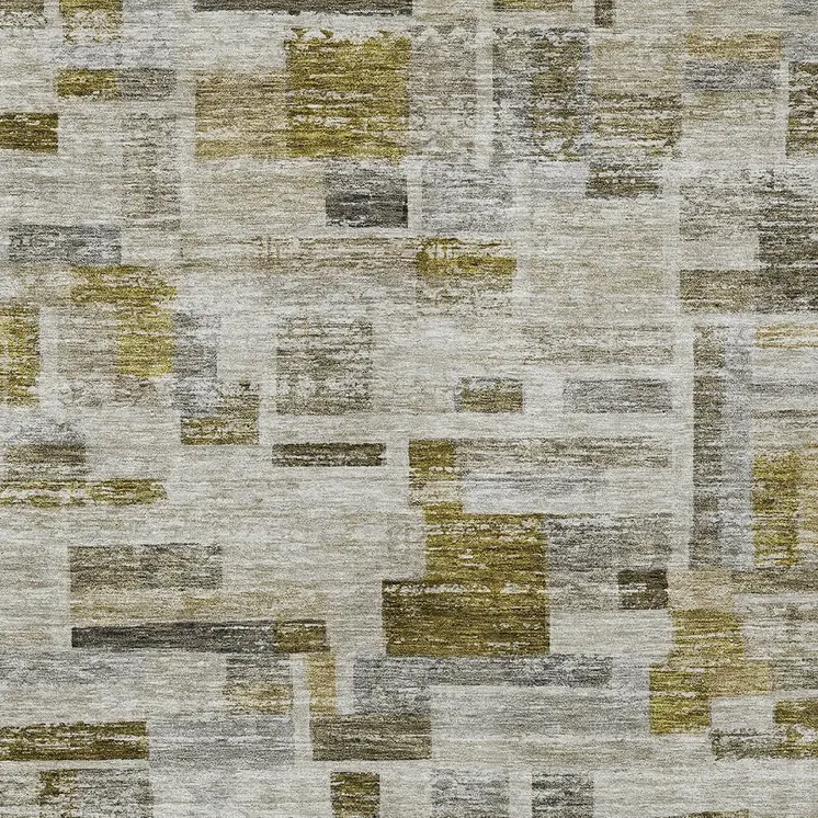 5' X 8' Taupe Green And Gray Striped Washable Indoor Outdoor Area Rug