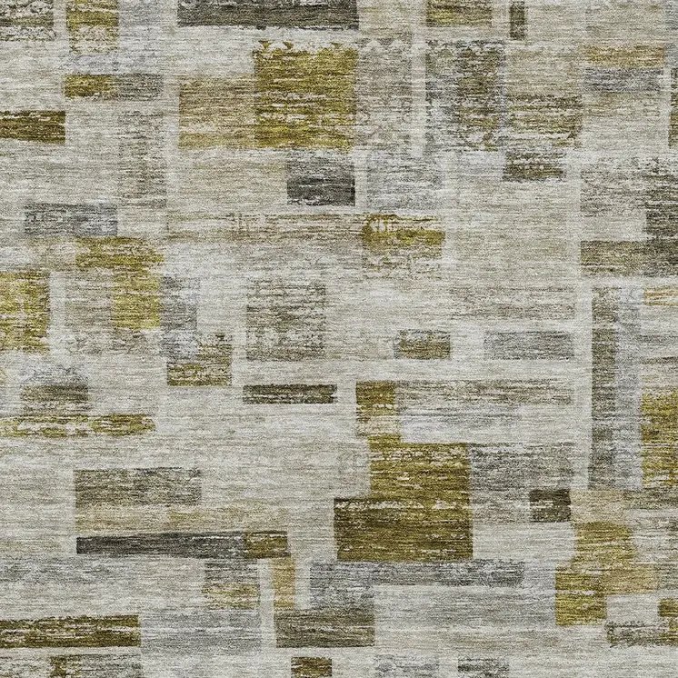 8' X 10' Taupe Green And Gray Striped Washable Indoor Outdoor Area Rug