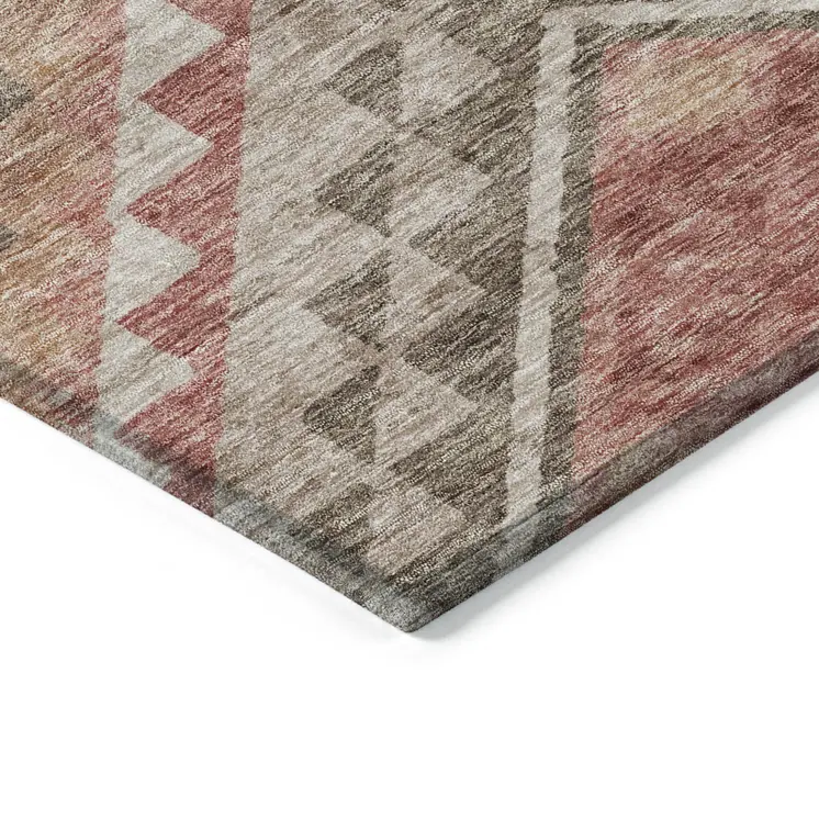 8' Brown And Terra Cotta Round Southwestern Washable Indoor Outdoor Area Rug