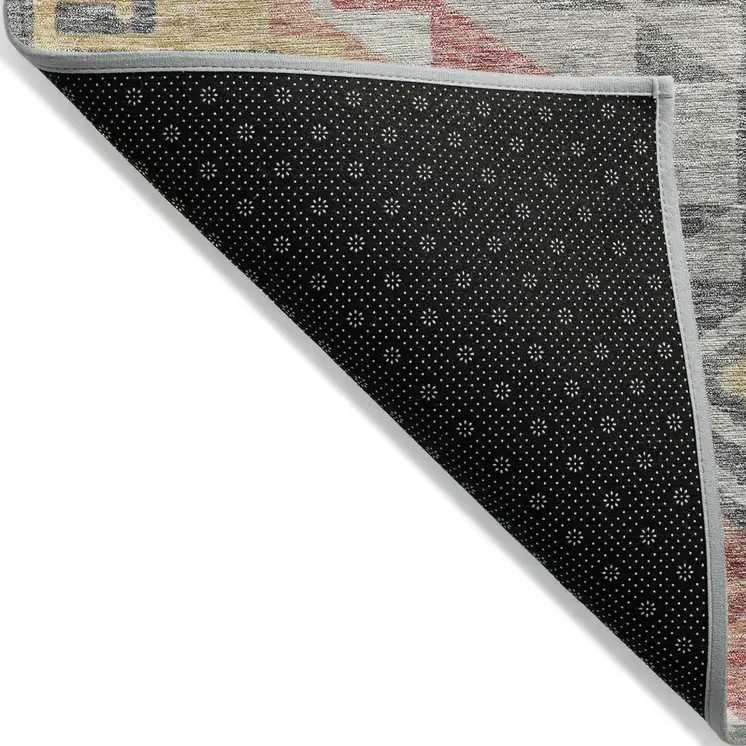 5' X 8' Gray And Terra Cotta Southwestern Washable Indoor Outdoor Area Rug