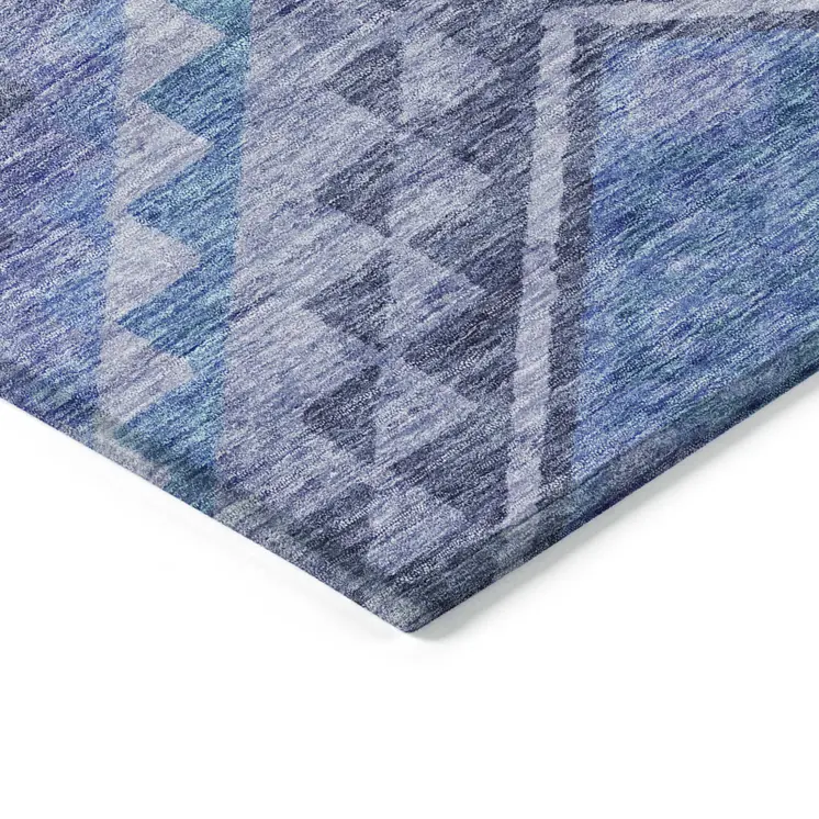 10' X 14' Navy Blue Charcoal And Gray Southwestern Washable Indoor Outdoor Area Rug