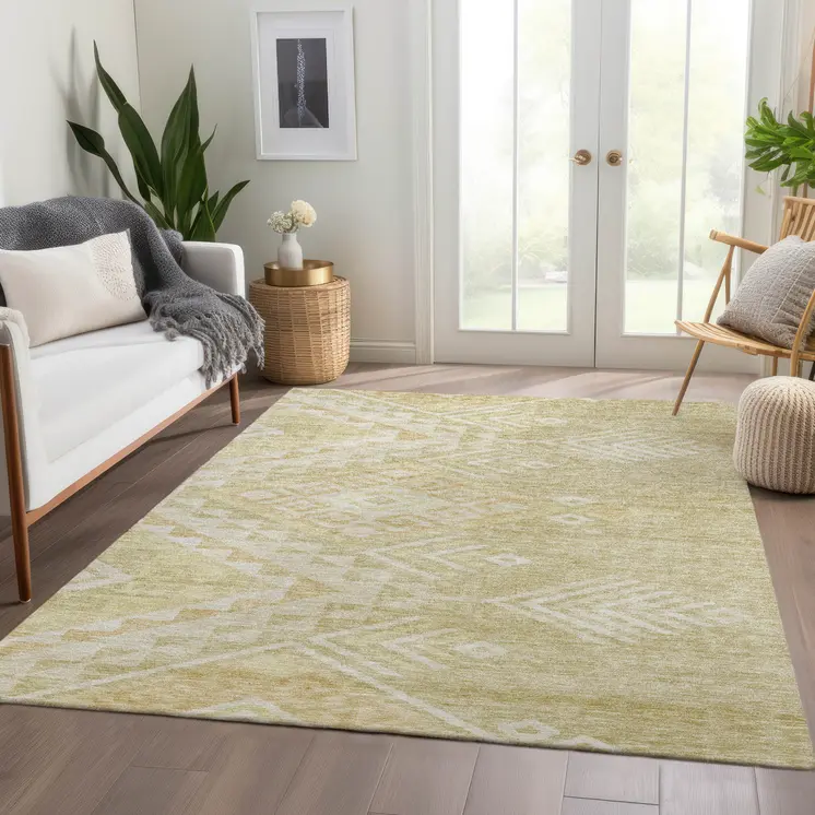 3' X 5' Tan And Light Brown Southwestern Washable Indoor Outdoor Area Rug