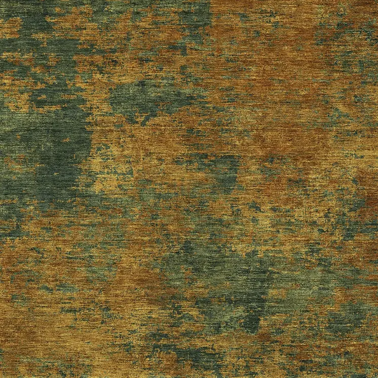 3' X 5' Copper And Green Abstract Washable Indoor Outdoor Area Rug